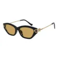 Dames cat-eye zonnebril met metalen pootjes en stijlvol montuur voor trendy dagelijkse look. - Zwart Montuur Theeglazen