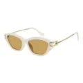 Dames cat-eye zonnebril retro crème montuur bruine glazen luxe stijl metalen pootjes - Off-white Montuur Theeglazen