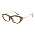 Dames kattenoog bril schildpad bruin montuur gouden metalen veren mode luxe stijl - Thee Montuur Transparante Lenzen