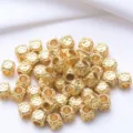 Ancient gold square barrel spacer beads detail view, ideal for DIY bracelets and jewelry making. - 3mm / Antique Gold