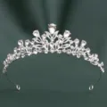 Braut Strass Diadem silberne Krone Hochzeit Haarschmuck barock Kristall Haarreif Damen - Silber Weißer Strass