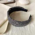 Serre-tête large en éponge à imprimé léopard style vintage, accessoire cheveux rétro chic. - Coupe ample / Gris