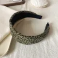 Serre-tête large en éponge imprimé léopard rétro pour femmes, accessoire de cheveux vintage. - Coupe ample / Vert