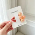 Kids cute hair tie with resin beads, stylish and sweet hair accessories for girls daily wear. - Cracked Bead Style / Orange