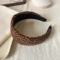 Bandeau à cheveux éponge large motif léopard mode rétro pour femmes, accessoire élégant quotidien. - Coupe ample / Marron