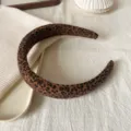 Diadema Acolchada Estampado Leopardo Retro Ancha Tela Accesorio Pelo Mujer Moda - Pequeño / Marrón