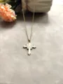 Collier croix en alliage doré avec pendentif papillon émail bleu, bijou tendance. - Vert