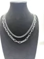 Collier chaîne cubaine double en acier inoxydable, vue détaillée de bijoux streetwear. - Chaîne Cubaine Compacte Et Trombone (XL20Q2057)