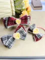 Sweet plaid bow hair clips set with pearl trim and crystal center for girls and women. - Plaid Tweed Bow Set (Set 1)