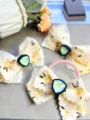 Sweet lace hair bow clips and hair tie set with floral pattern and resin gem decor for women - Yellow Flower Plush Set (Set 4)