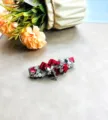 Vue détaillée de élégante pince à cheveux nœud rouge strass perle, barrette latérale élégante. - Style Nœud Rouge Papillon Métal (A-0951150) / N°4 (Nœud Rouge)