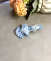 Jolie pince à cheveux nœud dentelle bleue avec pendentif ours résine et strass brillants. - Style 3 (Pince à Cheveux Ours Nœud Bleu)