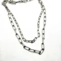 Collier double chaîne trombone, bijoux minimaliste style hip-hop en acier titane. - Double Chaîne Trombone (4)