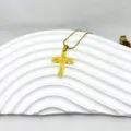 Collier croix en acier titane plaqué or avec strass, bijoux minimalistes et tendance. - Collier Croix Micro-Pavage Strass Or (6)