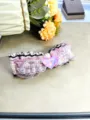 Pince à cheveux nœud en peluche douce avec cœur cristal rose pour femmes accessoires de détail - Pince à Ressort en Dentelle de Laine Rose (8)