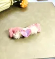 Jolie pince à cheveux nœud en peluche rose avec cristal de cœur étincelant pour femmes. - Paire de pinces / Pince à Bec de Canard Cœur Contraste Rose (1)