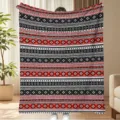 Traditionele rood-zwarte flanellen deken met strepen, gezellig patroon voor de winter. - Rood Zwart Wit Retro Streep Stijl (Stijl 4) / 70*100cm