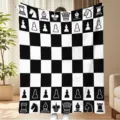Zwart-wit schaakbord patroon flanellen deken gezellige zachte warme plaid voor bed en bank - Zwart en Wit Schaakbord Stijl (Stijl 2) / 70*100cm
