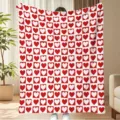 Cozy red and white heart checkered flannel blanket for warm home decor and autumn styling. - Red White Heart Grid Style (Style 13)