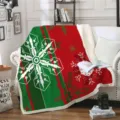 Couverture Polaire de Noel Rouge et Verte Flocon de Neige Jetée de Canapé Décoration Hiver - Style de Motif de Noël (1) / 80cm*120cm