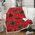 Noël couverture de canapé en peluche épaissie carreaux rouges renne sherpa polaire jeté déco - Style de Motif de Noël (3) / 80cm*120cm