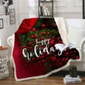 Couverture de Noël douillette avec branches de pin et baies, jeté de canapé moelleux pour déco. - Style de Motif de Noël (4) / 80cm*120cm