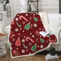 Couverture de Noël rouge douillette en sherpa, jeté de canapé festif avec motif flocon et sapin. - Style de Motif de Noël (11) / 80cm*120cm