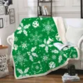 Couverture sherpa de Noël verte avec des motifs de flocons de neige et de cloches pour salon. - Style de Motif de Noël (24) / 80cm*120cm