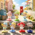 Cute sheep blind box resin figurine desktop ornament, colorful cartoon character toy figure. - M522 fun outdoors - set of 6 / Random One