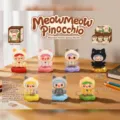 Cute resin cat blind box toy desktop ornament set with rotating base and colorful display. - 1261-2 meow pinocchio spins 6 / Random One