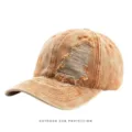 Vintage distressed washed baseball cap for women and men, solid color outdoor sun protection. - Adjustable / Orange
