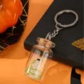 Halloween glowing ghost keychain in glass bottle cute mini hanging ornament for bags keys gifts - Plant Ghost Bottle - Blue / Blue Plant