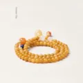Elegante bracciale di perle di zucca in giada naturale stile vintage etnico gioiello - Bracciale a tre giri con perla zucca e ciondolo zucchetta