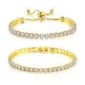 Gold tennis bracelet for women, sparkling cubic zirconia crystal hand chain jewelry accessory. - Gold White Zircon Set 17cm