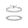 Bracelet de tennis élégant en zircone cubique argenté pour femmes, bijou de mode raffiné. - Ensemble Zircon Or Blanc 17cm
