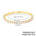 Gold cubic zirconia tennis bracelet 17cm adjustable elegant wrist jewelry accessory for women - Gold White Zircon Fold-over Clasp