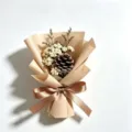 Mini dried flower bouquet with pine cone and gypsophila, elegant gift for wedding or valentine. - Style 1