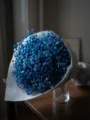 Blue baby's breath dried flower bouquet detail, romantic home decor floral arrangement. - Sapphire Blue