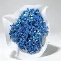 Beautiful blue dried baby breath flower bouquet with white wrapping paper for gift decor. - Sapphire Blue