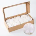 White preserved hydrangea dried flowers in kraft window box for DIY floral craft and decor. - White