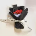 Mini dried rose flower bouquet with black wrapping and ribbon for festival decor - Style 4