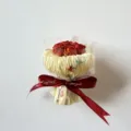 Mini preserved dried rose bouquet with yellow wrapping paper and red ribbon for gifts - Style 6