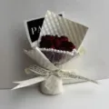 Mini dried rose bouquet with pearls and ribbon for wedding holiday decoration and gifts - Style 8