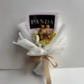 Mini dry flower bouquet with white wrapping paper and gold ribbon for gifts, wedding decor. - Style 10