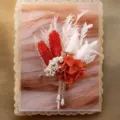 Exquisite handmade dried flower boutonniere with red and white floral design for wedding. - Style 18