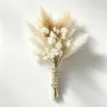 Mini Trockenblumen Strauß, natürliches Pampasgras und weißes Schleierkraut für Deko. - Stil 25
