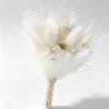 Mini white dried flower boutonniere wedding corsage natural grass rustic party decor item - Style 27