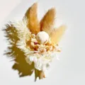 Natural dried flower boutonniere wedding corsage mini bouquet white floral decor. - Style 29