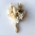 Mini dried flower boutonniere white wedding corsage preserved floral accessory for events - Style 44