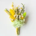 Mini dried flower bouquet yellow green handmade wedding corsage floral decor accessory. - Style 47